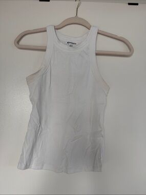 Reformation White Ribbed High-Neck Tank